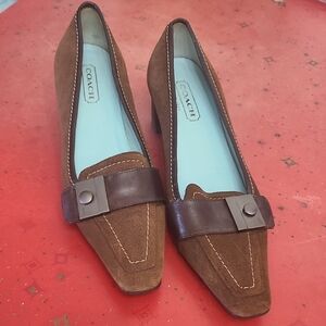 Coach Brown Suede Heels with Leather Accents
